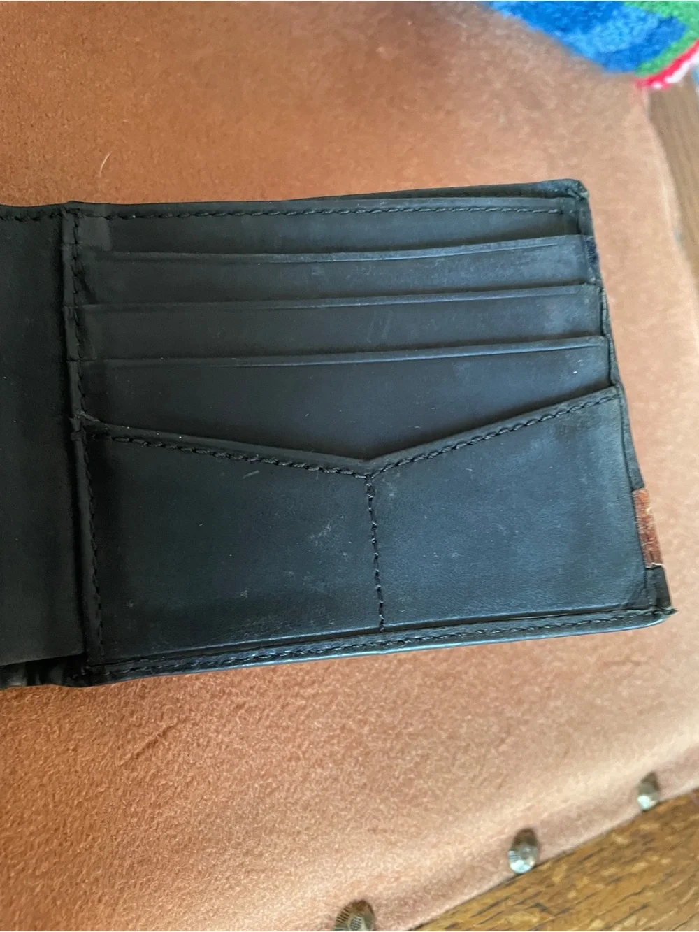 Fossil Brand Men’s Leather Bifold Quinn Wallet with Flip ID Window Black / Brown